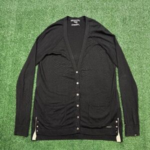 Vintage Y2k Armani Exchange Cardigan Women's Size XL Black Long Sleeve Sweater